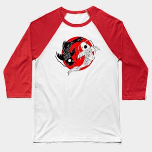 Koi Fish Ying Yang Red Dot Baseball T-Shirt